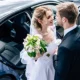 Bride and groom with elegant wedding car | Top Class Chauffeurs, wedding limo, luxury transportation